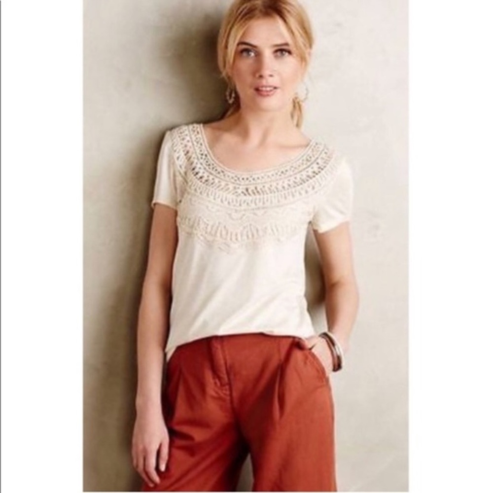 Anthropologie Meadow rue crochet bib tee